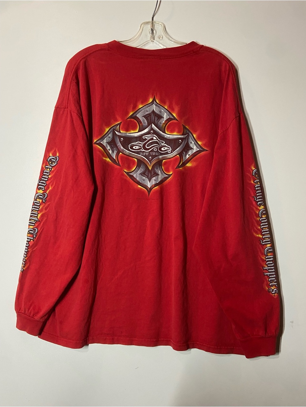 Vintage Orange Country Choppers Long Sleeve Graphic Tee Iron Cross